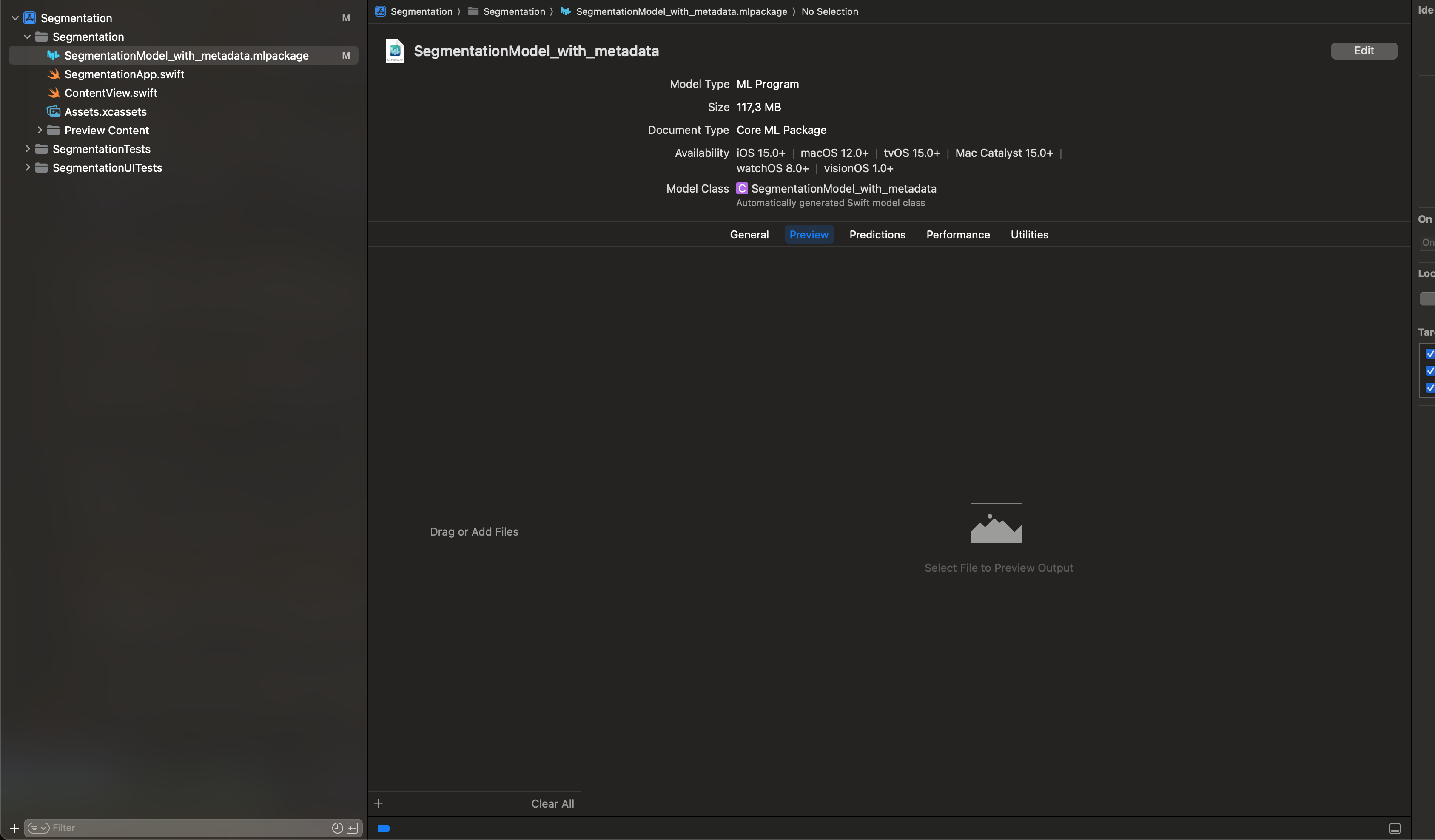 MLModel preview in Xcode